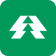 Imagem com fundo verde com um pinheiro ao lado em branco representando a logo da Unimed Goiânia